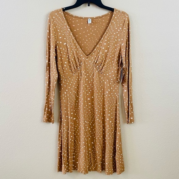 2/$30 BP Nordstrom Junior Size M Long Sleeve Viscose Polka Dot Print Mini Dress - Picture 1 of 10